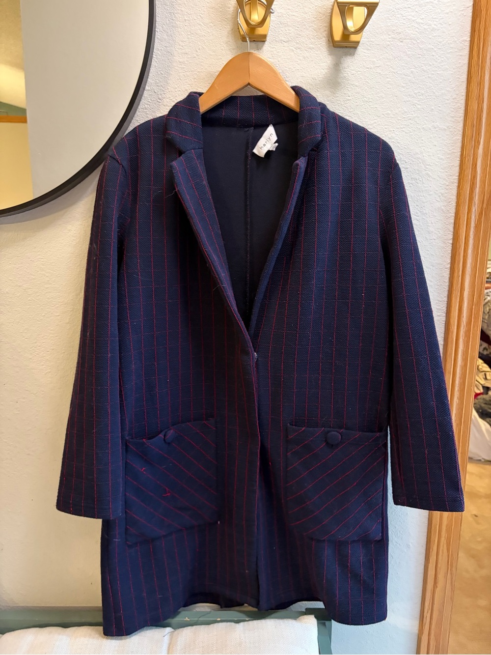 Harlyn Anthropologie Women's Navy Blue Red Stripe Jacket_Small - Picture 2 of 7
